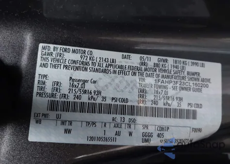 2012 Ford Focus Se z USA, uszkodzony, nr VIN 1FAHP3F23CL160200